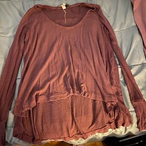 Purple High Low Knit Long Sleeve Top